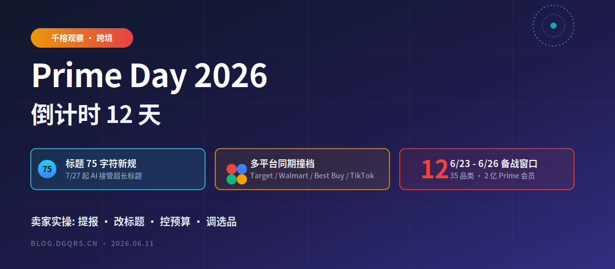 Prime Day 2026 倒计时 12 天: AI 接管标题, 多平台撞档, 卖家备战