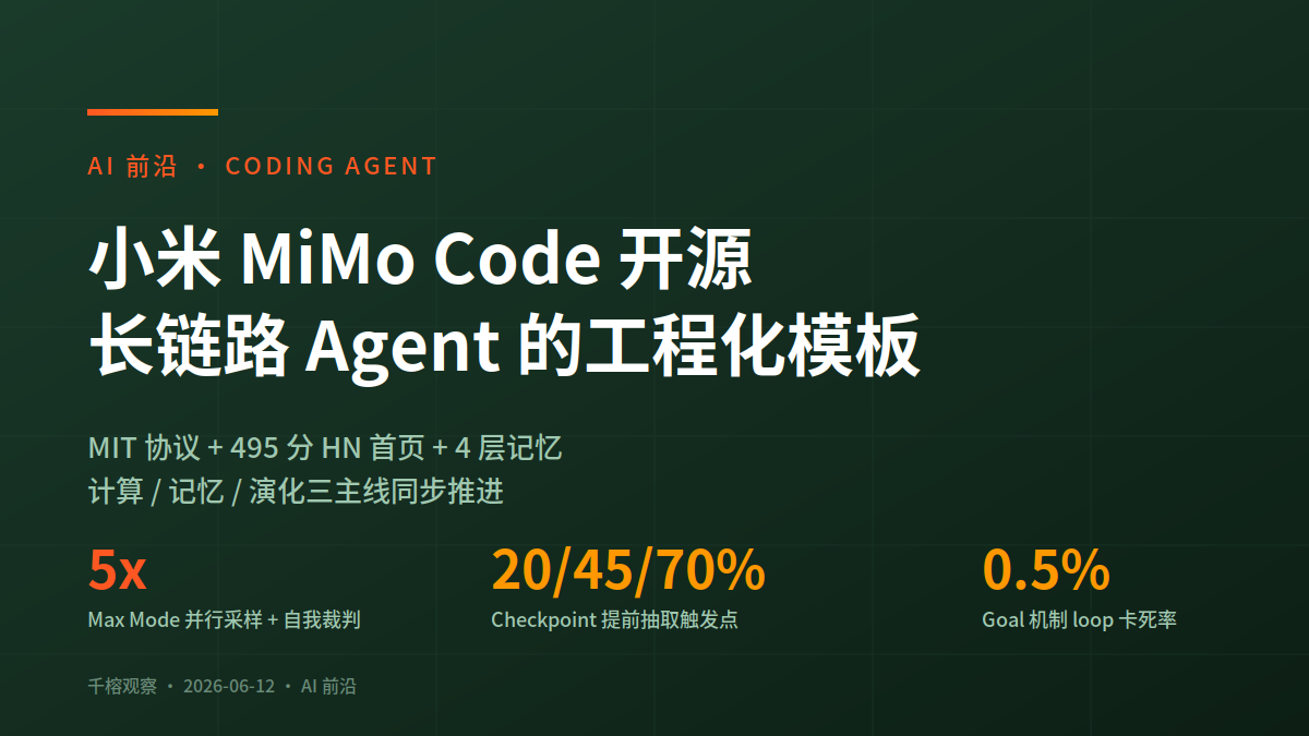 小米开源 MiMo Code 长链路编程 Agent 的工程化模板